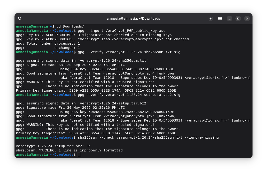 Die PGP-Signaturen verifizieren