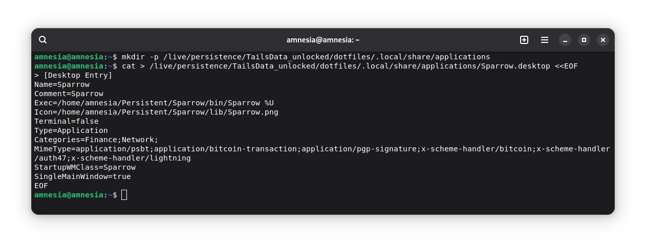 Sparrow Desktop-Datei erstellen