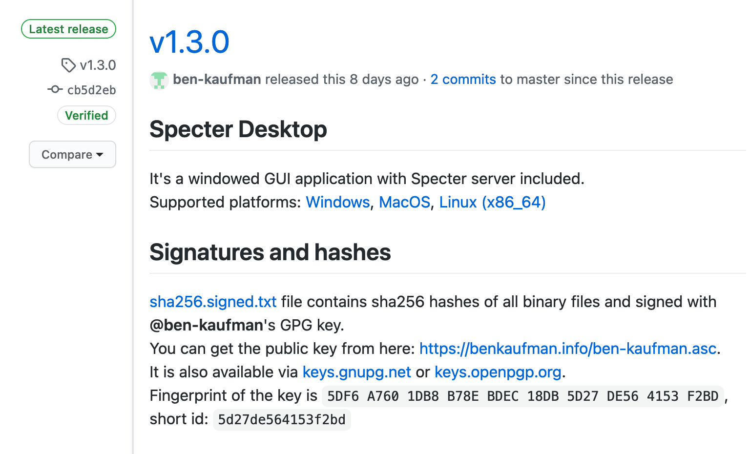 Specter Desktop verifizieren